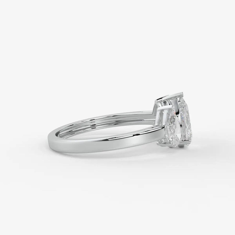 Divine Pear Cut Three-Stone Diamond Ring