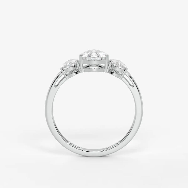 Divine Pear Cut Three-Stone Diamond Ring