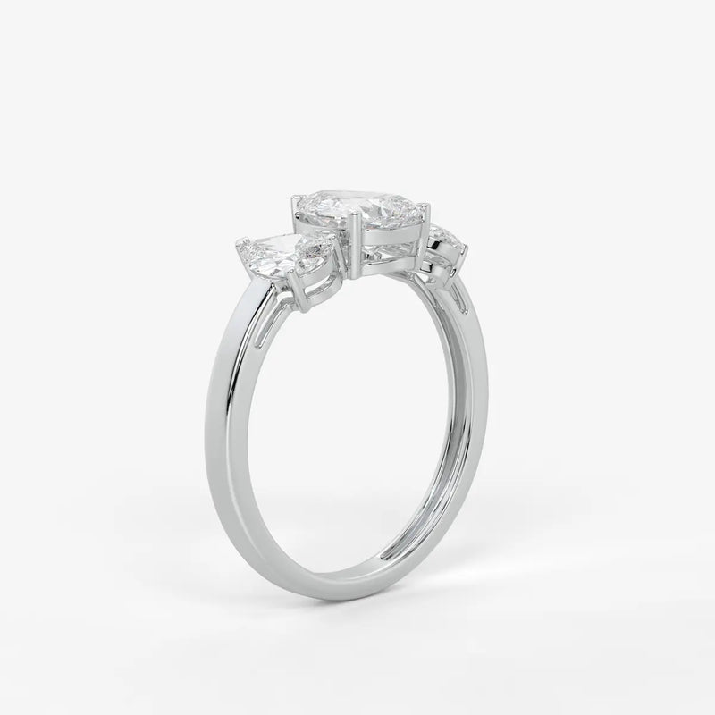 Divine Pear Cut Three-Stone Diamond Ring