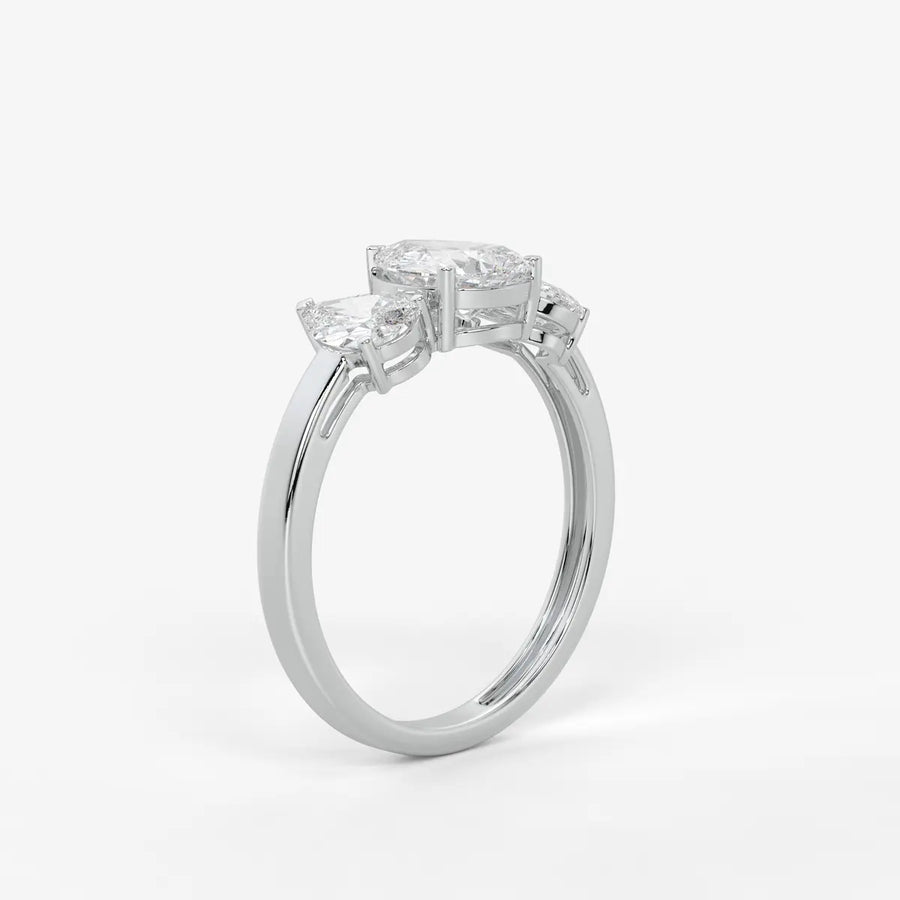 Divine Pear Cut Three-Stone Diamond Ring