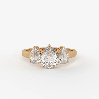 Divine Pear Cut Three-Stone Diamond Ring