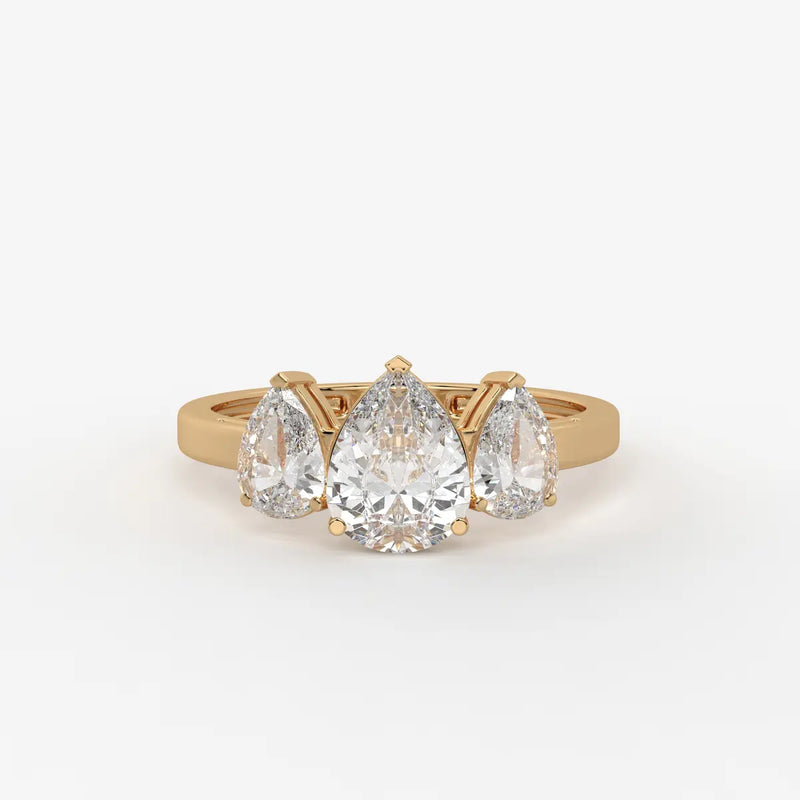Divine Pear Cut Three-Stone Diamond Ring