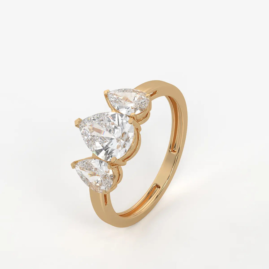 Divine Pear Cut Three-Stone Diamond Ring