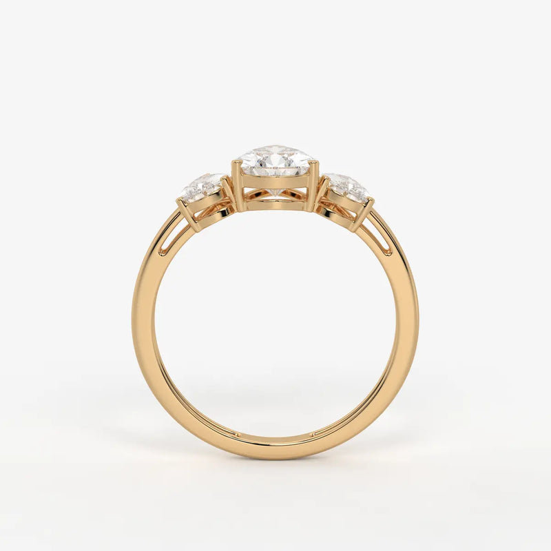 Divine Pear Cut Three-Stone Diamond Ring
