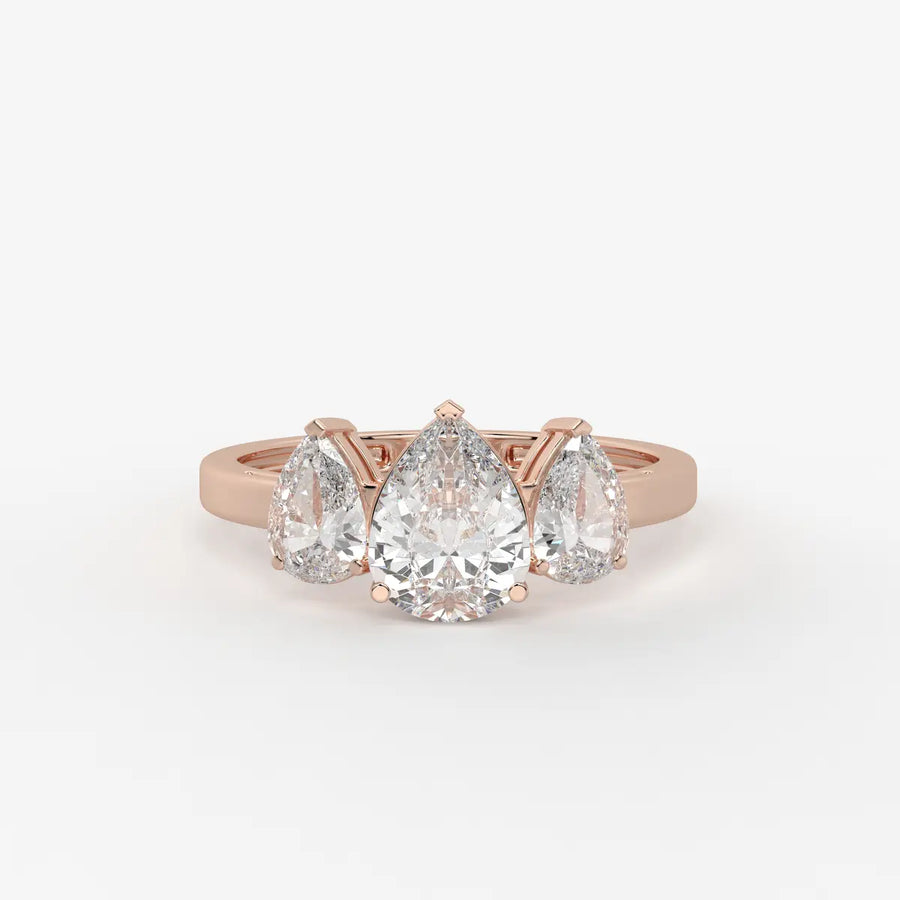 Divine Pear Cut Three-Stone Diamond Ring