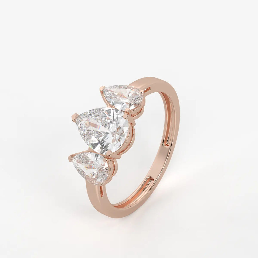 Divine Pear Cut Three-Stone Diamond Ring