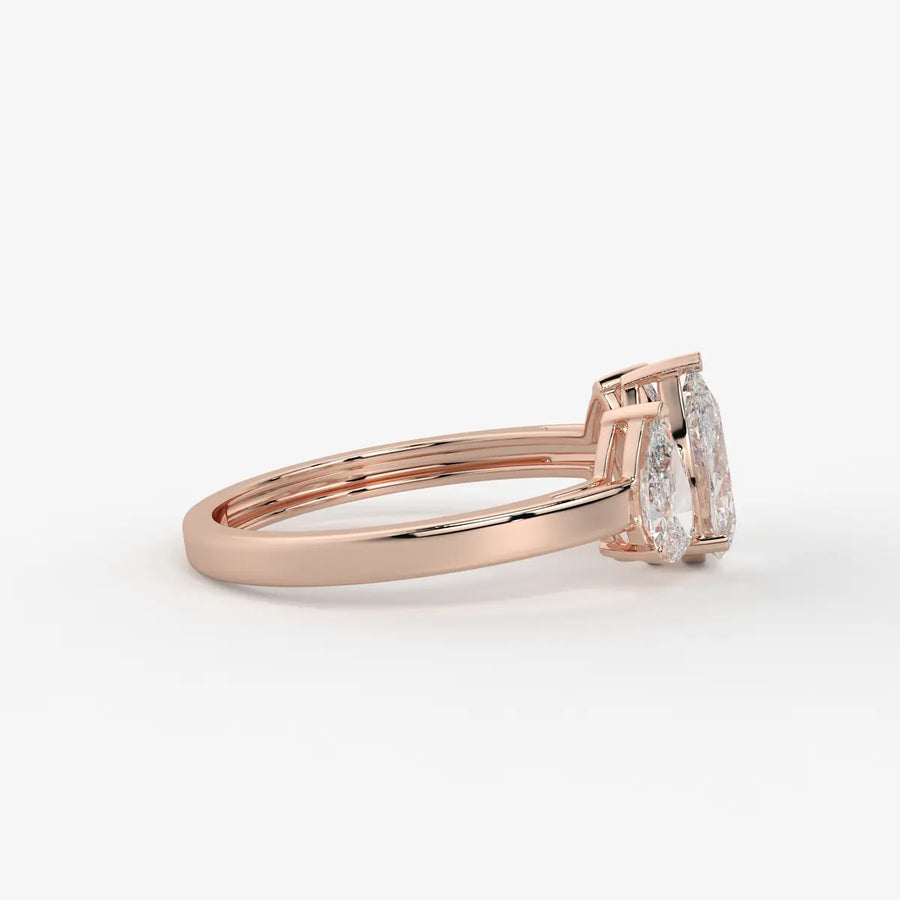 Divine Pear Cut Three-Stone Diamond Ring