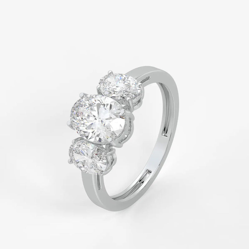 Classic Oval Three-Stone Diamond Ring