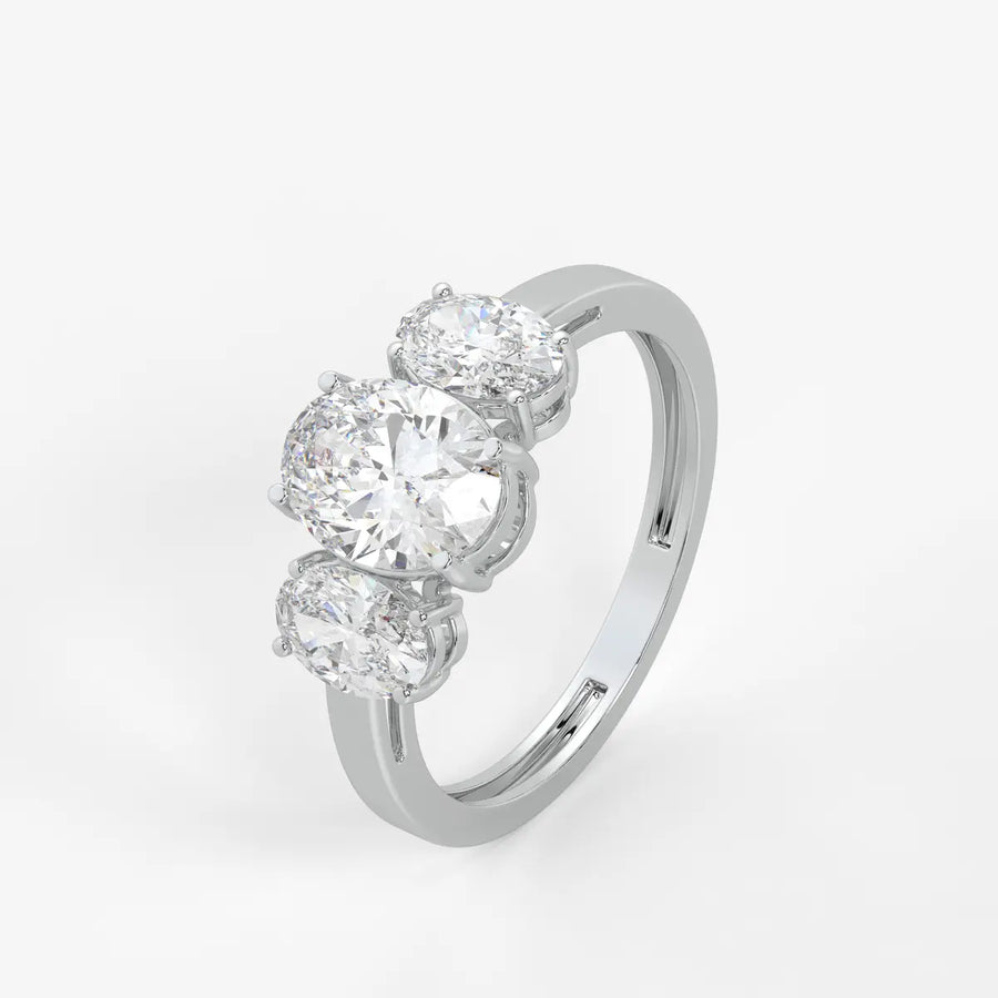 Classic Oval Three-Stone Diamond Ring