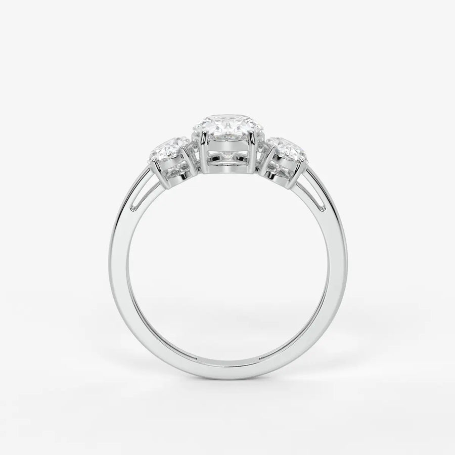 Classic Oval Three-Stone Diamond Ring