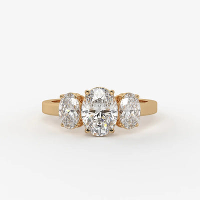 Classic Oval Three-Stone Diamond Ring