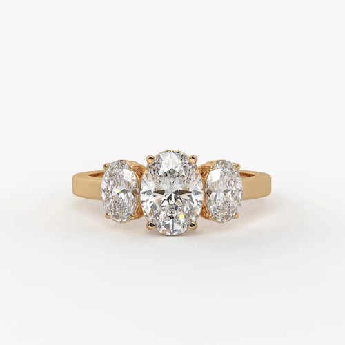 Classic Oval Three-Stone Diamond Ring
