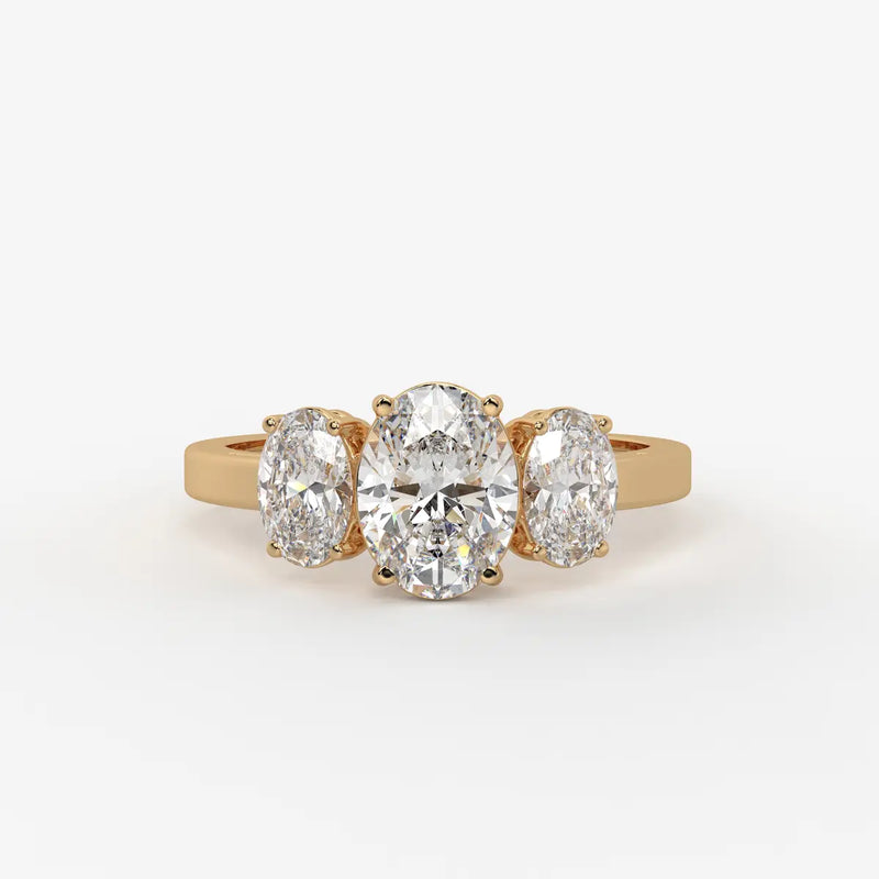 Classic Oval Three-Stone Diamond Ring