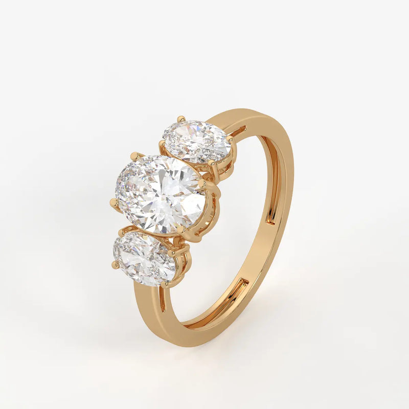 Classic Oval Three-Stone Diamond Ring