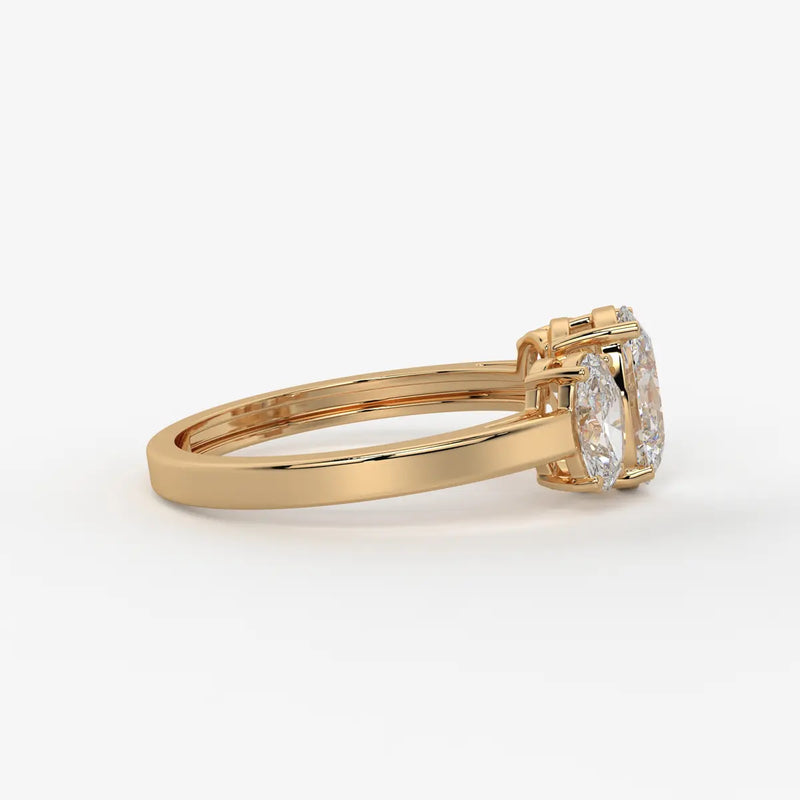 Classic Oval Three-Stone Diamond Ring