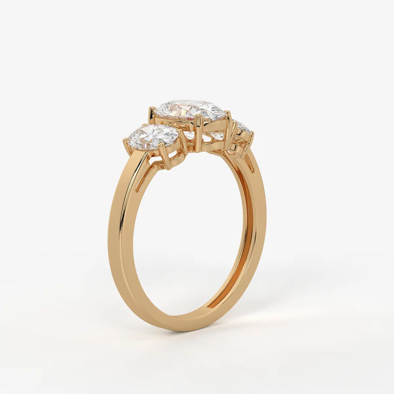 Classic Oval Three-Stone Diamond Ring