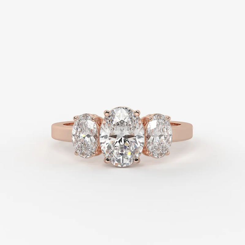 Classic Oval Three-Stone Diamond Ring