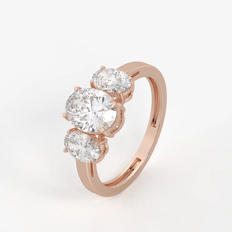 Classic Oval Three-Stone Diamond Ring