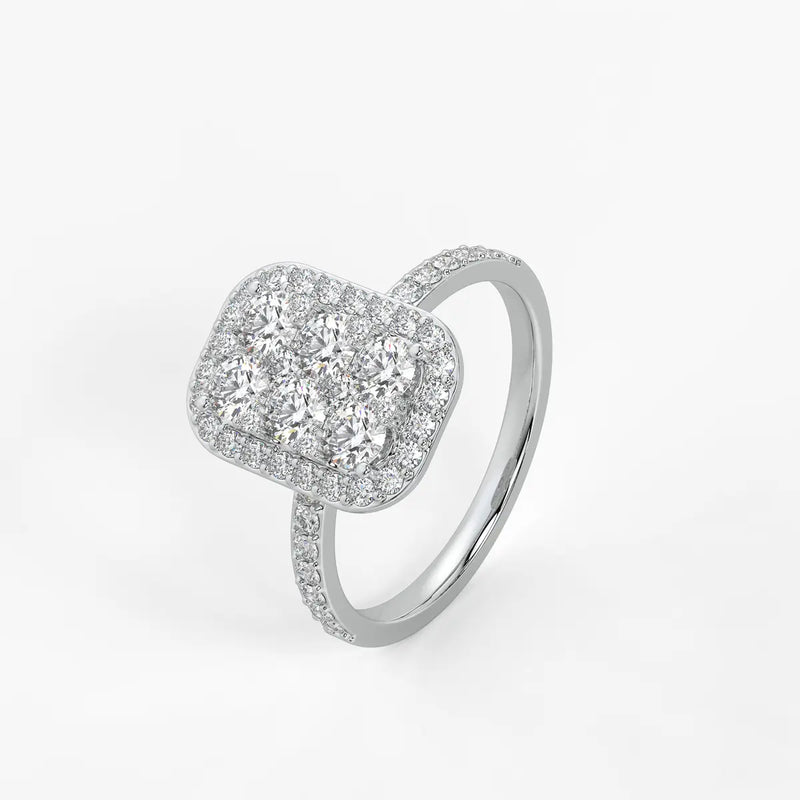 Elysian Cushion Halo Radiant Ring