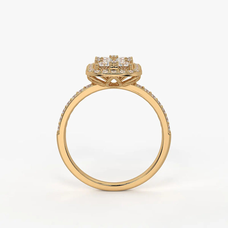 Elysian Cushion Halo Radiant Ring