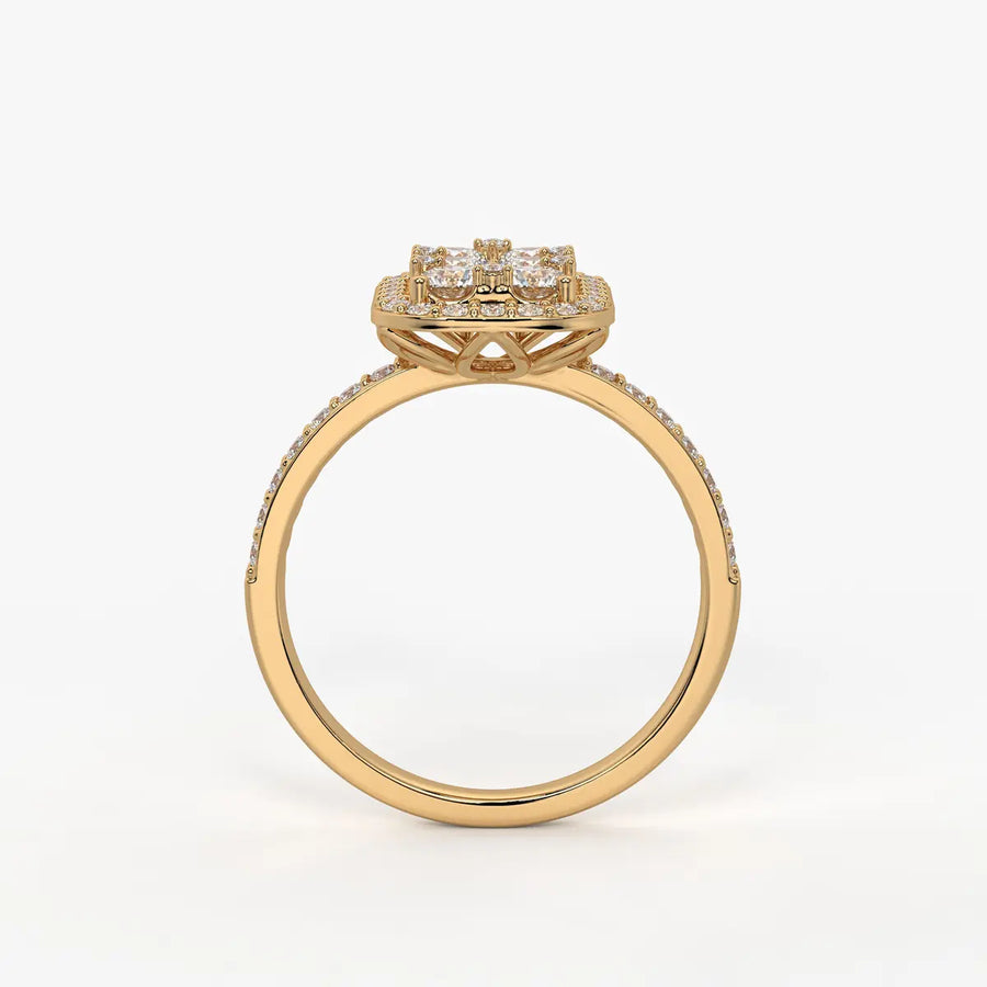 Elysian Cushion Halo Radiant Ring