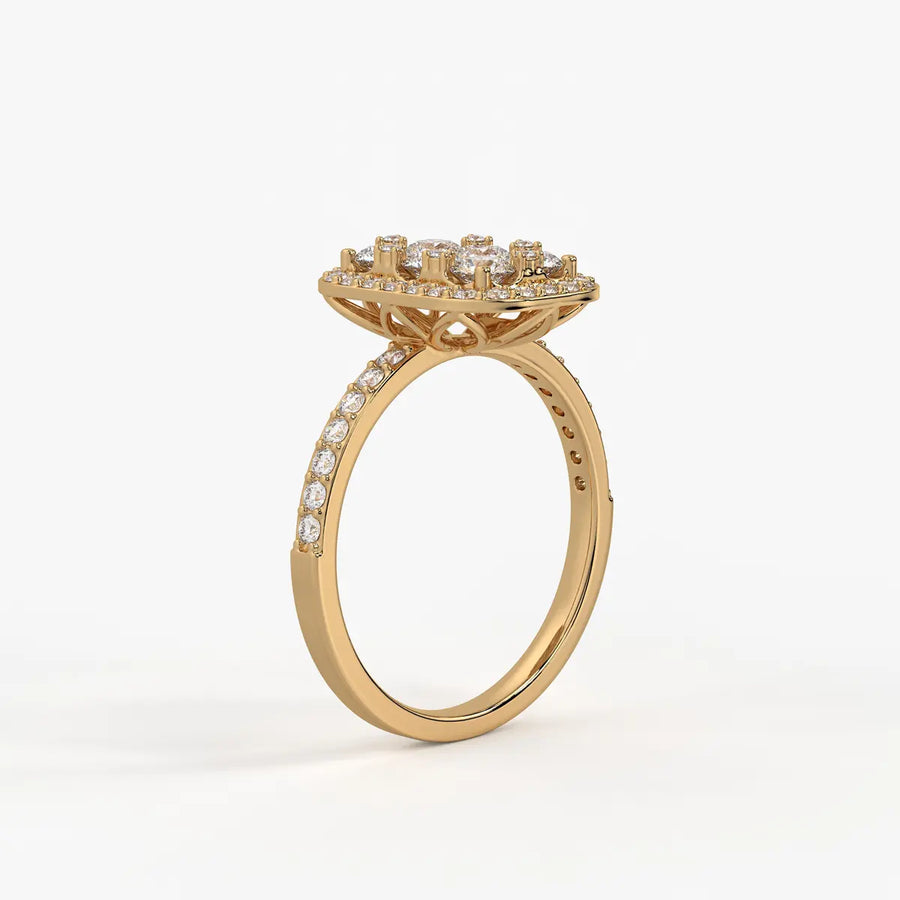 Elysian Cushion Halo Radiant Ring
