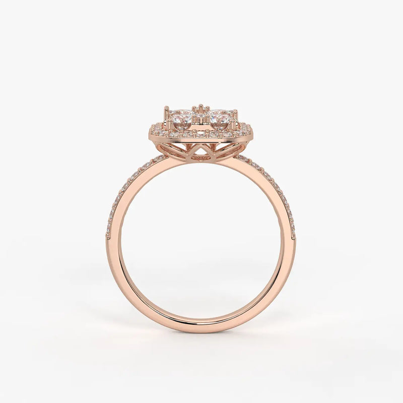Elvara Cushion Halo Cluster Diamond Ring