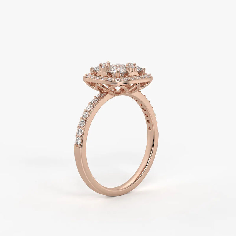 Elvara Cushion Halo Cluster Diamond Ring