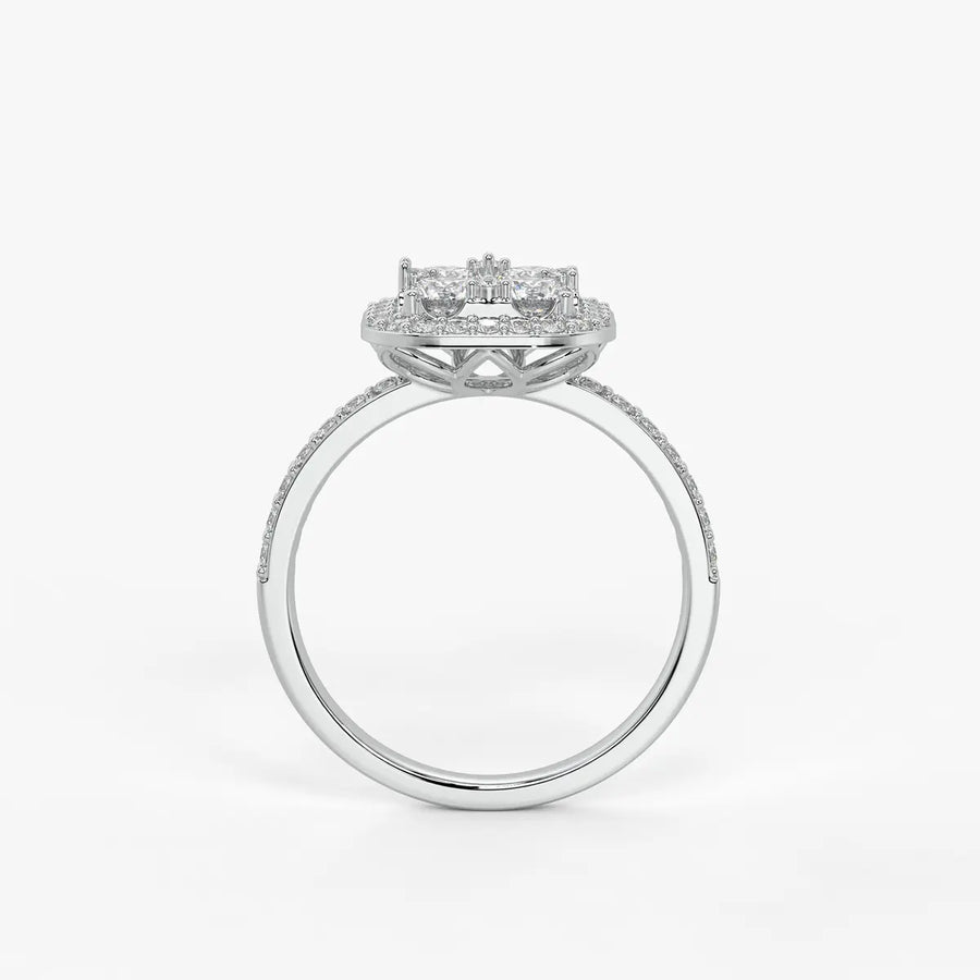 Elvara Cushion Halo Cluster Diamond Ring