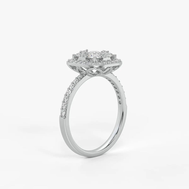 Elvara Cushion Halo Cluster Diamond Ring