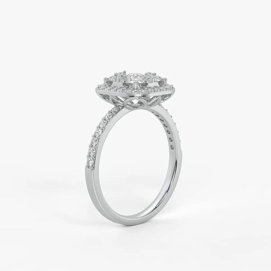 Elvara Cushion Halo Cluster Diamond Ring