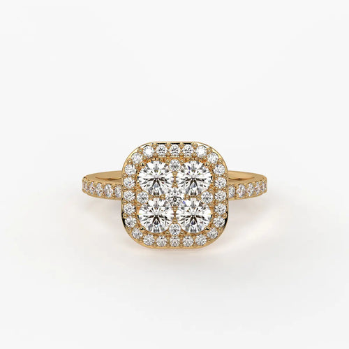Elvara Cushion Halo Cluster Diamond Ring