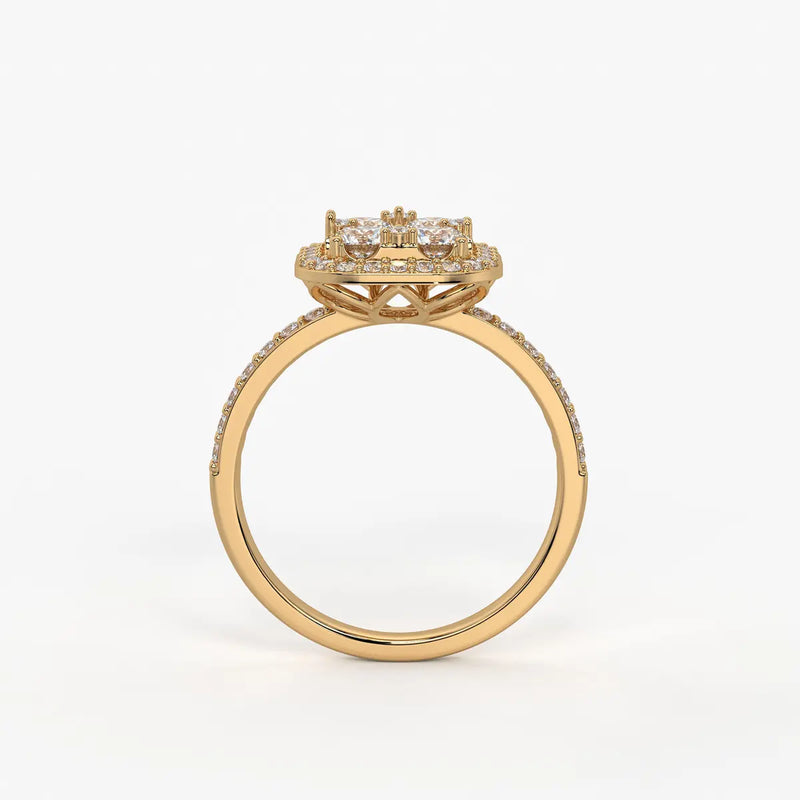 Elvara Cushion Halo Cluster Diamond Ring
