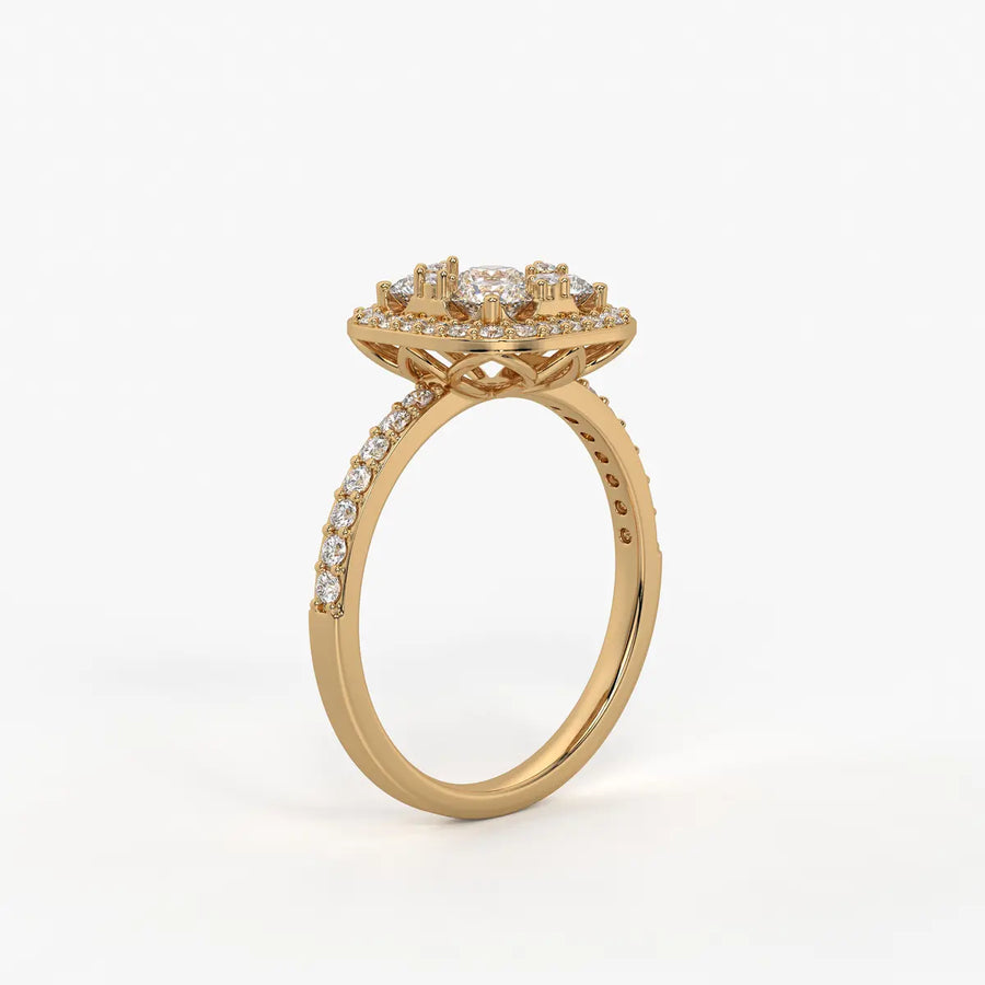 Elvara Cushion Halo Cluster Diamond Ring