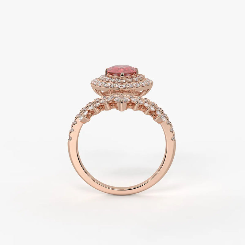 Zenvira Regal Drop Halo Diamond Statement Ring