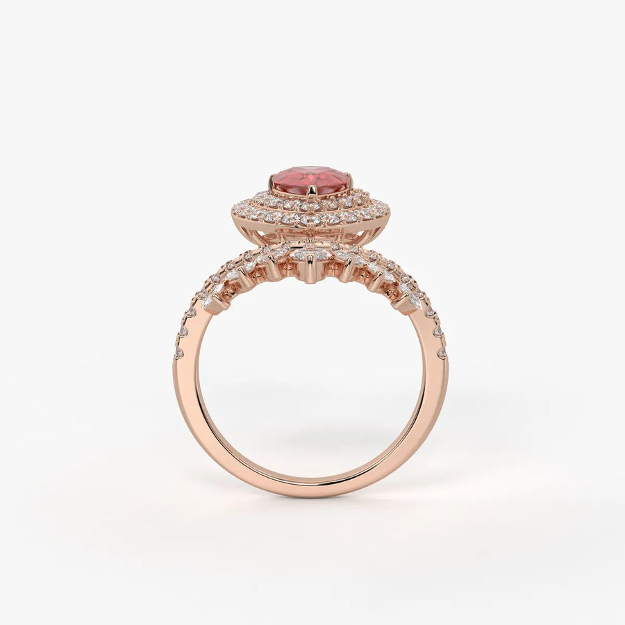 Zenvira Regal Drop Halo Diamond Statement Ring