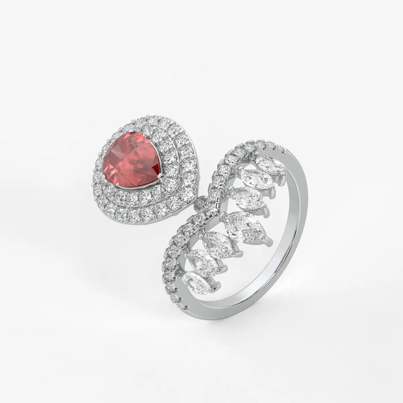 Zenvira Regal Drop Halo Diamond Statement Ring