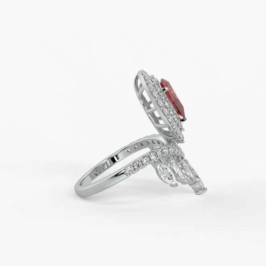 Zenvira Regal Drop Halo Diamond Statement Ring
