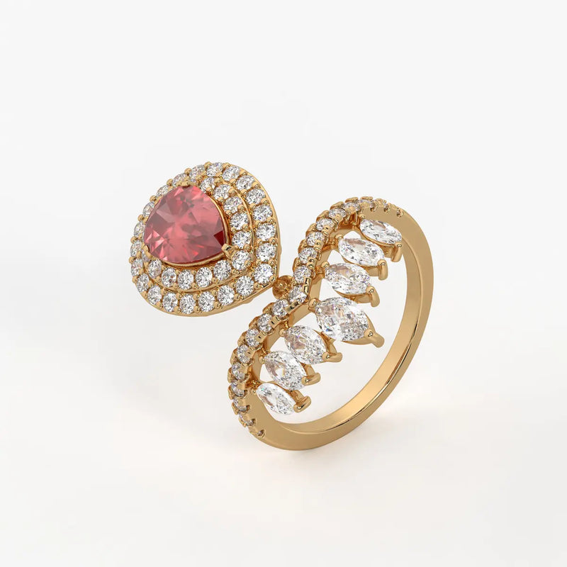 Zenvira Regal Drop Halo Diamond Statement Ring