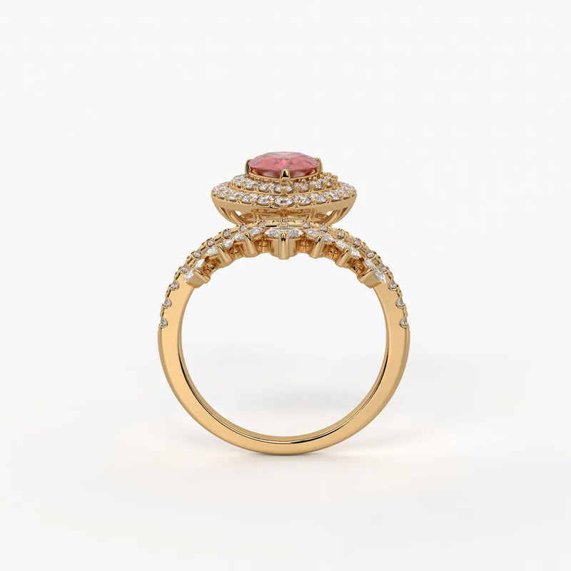 Zenvira Regal Drop Halo Diamond Statement Ring