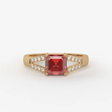 Crimson Crest Solitaire Ring