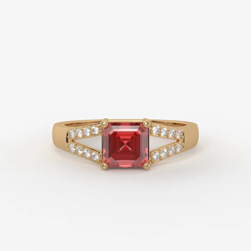 Crimson Crest Solitaire Ring