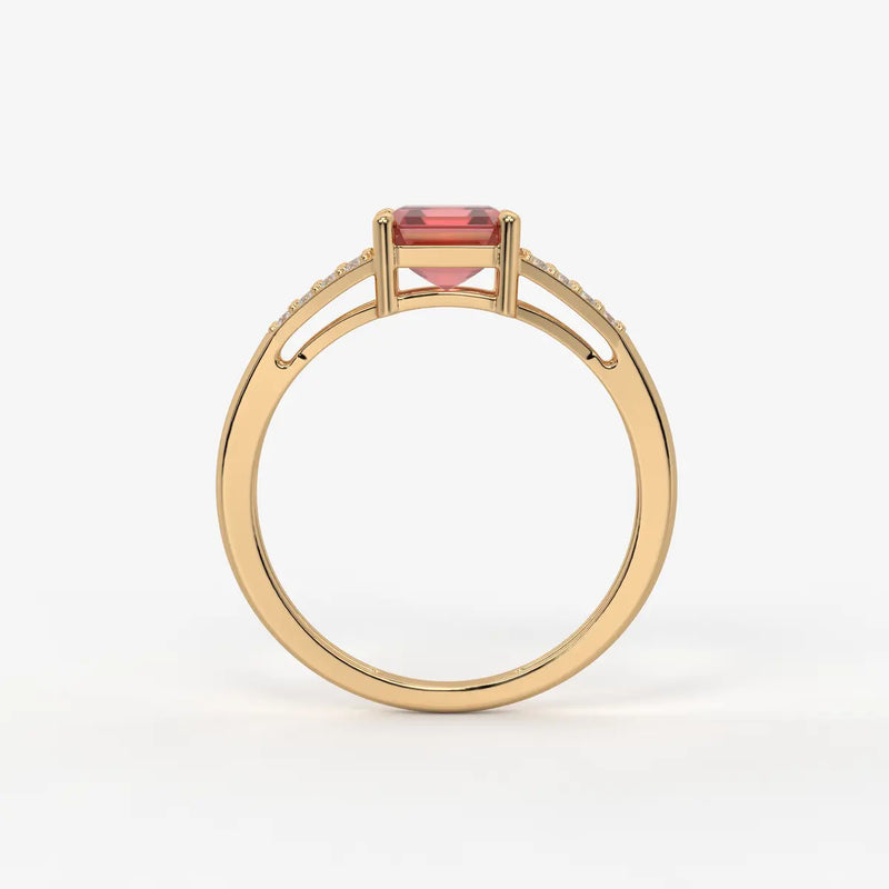 Crimson Crest Solitaire Ring