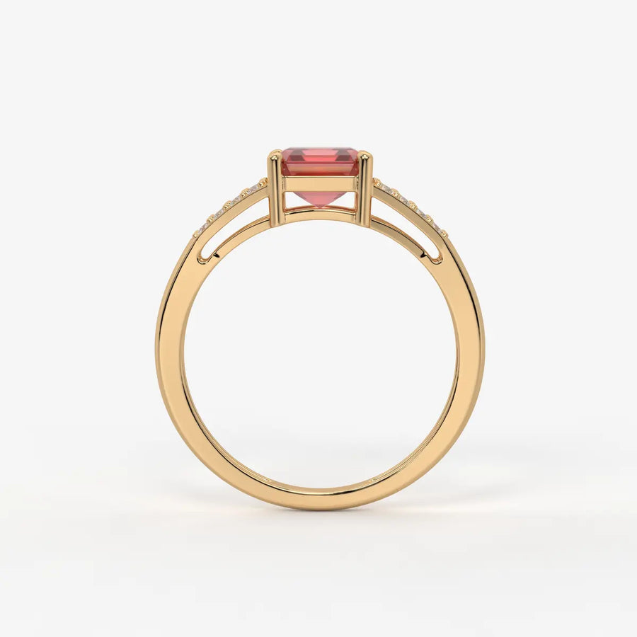 Crimson Crest Solitaire Ring