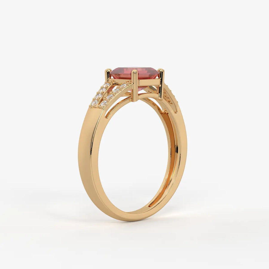 Crimson Crest Solitaire Ring