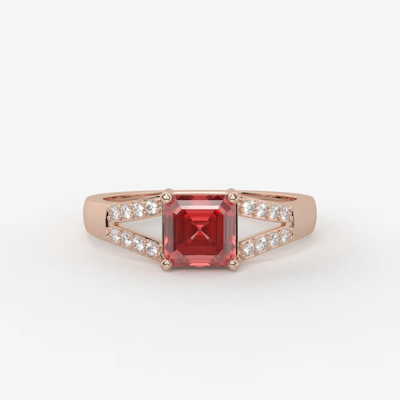 Crimson Crest Solitaire Ring