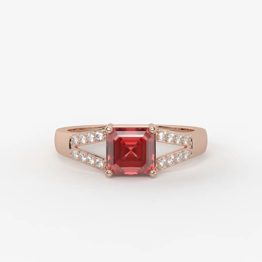 Crimson Crest Solitaire Ring