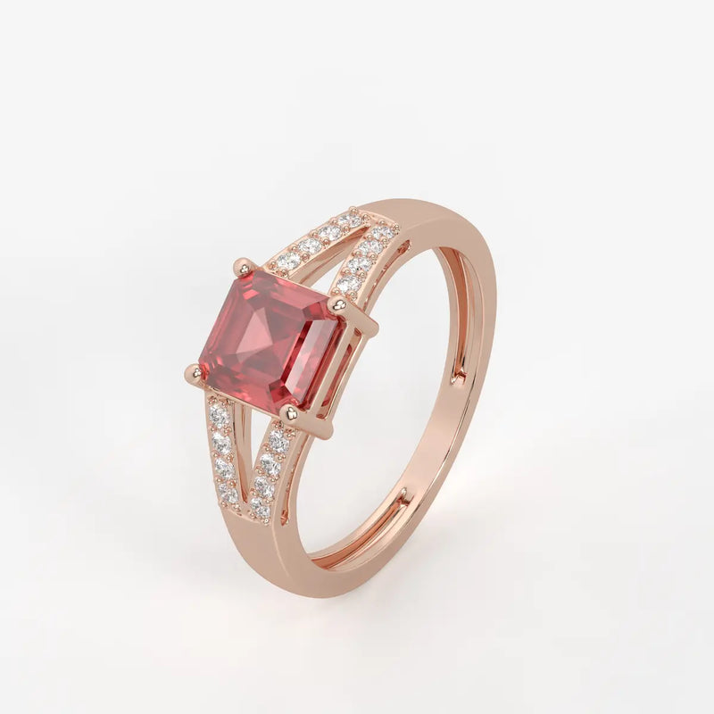 Crimson Crest Solitaire Ring