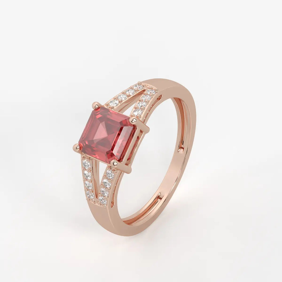 Crimson Crest Solitaire Ring