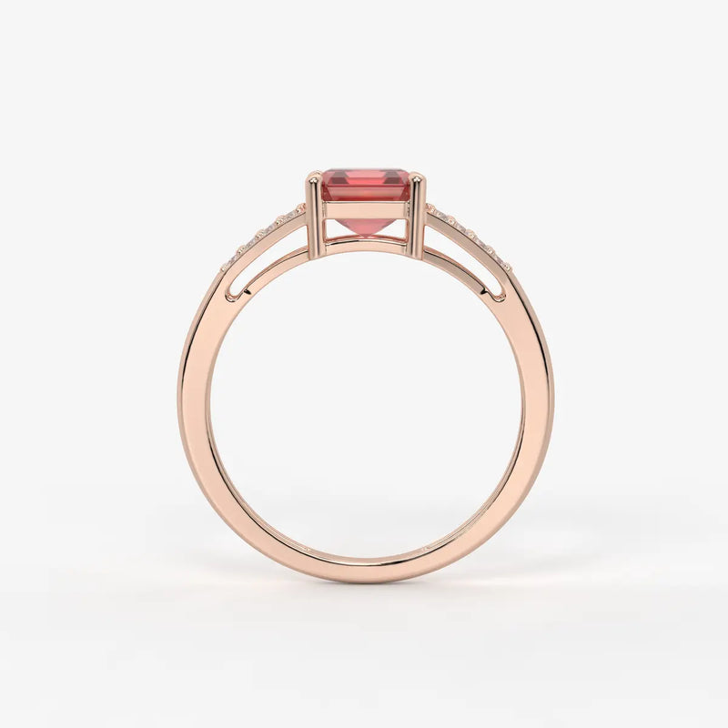 Crimson Crest Solitaire Ring